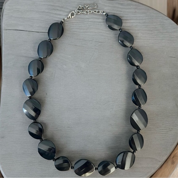 Liz & Co. Black Faceted Oval Bead Statement Piece Necklace - Picture 1 of 15